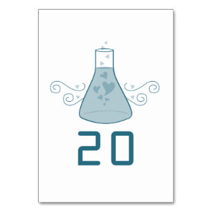 Blue Sweet Chemistry Wedding Table Card Tischnummer