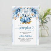 Blue Sweet Little Pumpkin Baby Dusche Einladung (Stehend Vorderseite)