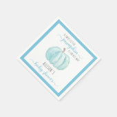 Blue Sweet Little Pumpkin Watercolor Babydusche Serviette (Ecke)