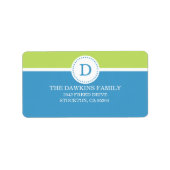 Blue Sweet Monogram Custom Mit Monogramm Family Adressaufkleber (Vorne)