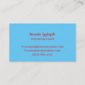 Blue Swimming Coach Instructor Visitenkarte (Rückseite)