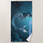 Blue Swimming Mermaid Strandtuch (Vorderseite)