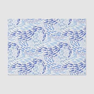 Blue Swimming Ocean Fish - Light Seidenpapier