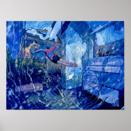 Blue Swimmingpool Design Plakat Wand an Wand Kunst