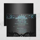 Blue Swirl Damask Birthday RSVP Card Karte (Vorne/Hinten)