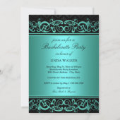 Blue Swirl Damask | Junggeselinnen-Abschied Einlad Einladung (Rückseite)