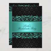 Blue Swirl Damask | Junggeselinnen-Abschied Einlad Einladung (Vorne/Hinten)