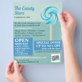 Blue Swirl Lollipop, Süßwarenartikel Werbung Flyer (Hand)