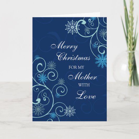 Blue Swirl Mutter Frohe Weihnachtskarte Feiertagskarte (Vorderseite)