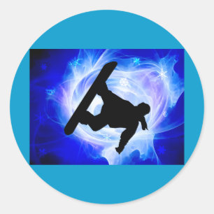 Blue Swirl Snowstorm Runder Aufkleber