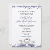 Blue Swirl Swan Love Birds Wedding Einladung (Rückseite)