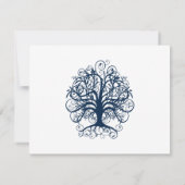 Blue Swirl Tree Wedding Response Card Mitternacht RSVP Karte (Rückseite)