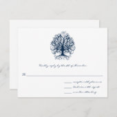 Blue Swirl Tree Wedding Response Card Mitternacht RSVP Karte (Vorne/Hinten)