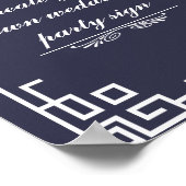 Blue Swirl White Border Wedding Party Sign Poster (Ecke)