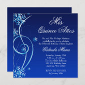Blue Swirl Winter Wonderland Quinceanera Einladung (Vorne/Hinten)