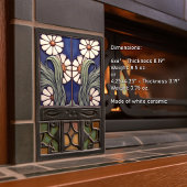 Blue Symmetric Marguerite Daisies Artistic Fliese