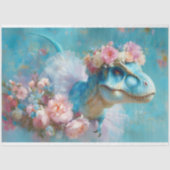 Blue T-Rex Ballerina Blumenkronen Decoupage Seidenpapier (Vorderseite)
