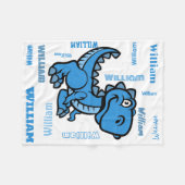 Blue T Rex Dinosaur Fleece Blanket (Vorderseite (Horizontal))