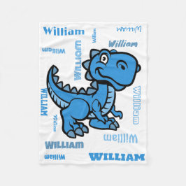 Blue T Rex Dinosaur Fleece Blanket