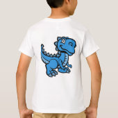 Blue T Rex Dinosaurier Personalisiert Name T-Shirt (Rückseite)