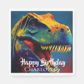 Blue T-Rex Geburtstag Serviette (Vorderseite)