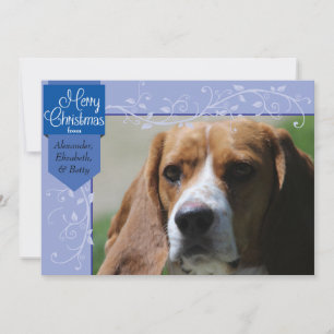 Blue Tab und Schnörkel Weihnachtsfotokarte Feiertagskarte