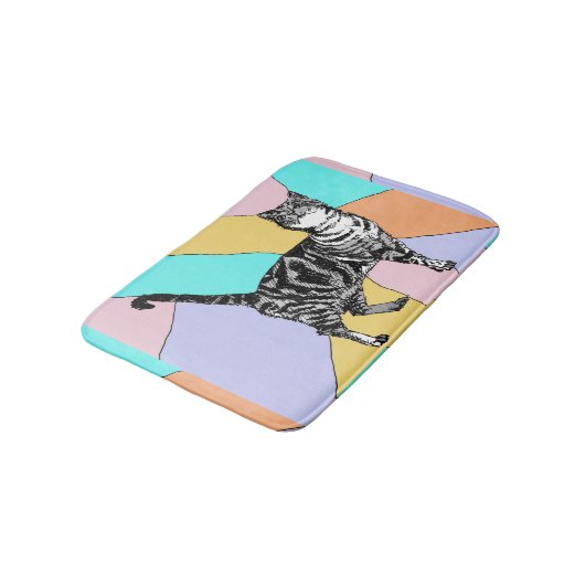 Blue Tabby Cat Pastel Girls Katzen Katzen Bath Mat Badematte (Schrägansicht)