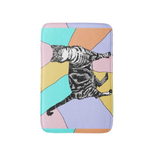 Blue Tabby Cat Pastel Girls Katzen Katzen Bath Mat Badematte (Vorderseite Vertikal)