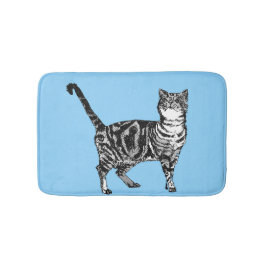 Blue Tabby Cat Pastel Girls Katzen Katzen Bath Mat Badematte