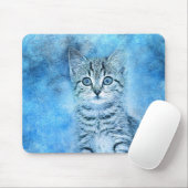 Blue Tabby Kitten | ABSTRAKT | Wasserfarbe Mousepad (Mit Mouse)