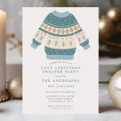 Blue Tacky Ugly Christmas Sweater Party Einladung