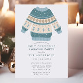 Blue Tacky Ugly Christmas Sweater Party Einladung