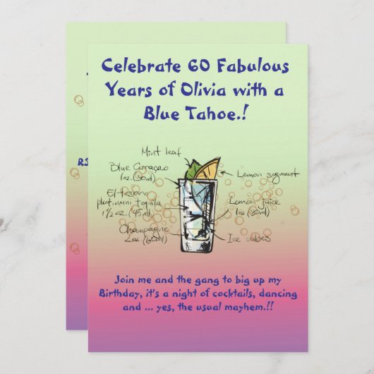 Blue Tahoe Birthday Party Einladung (Vorne/Hinten)