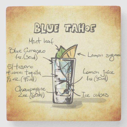 Blue Tahoe Drink Rezept Steinuntersetzer (Vorderseite)