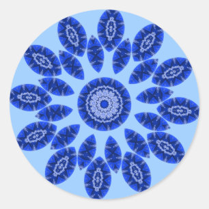 Blue Tahoe Mandala Runder Aufkleber