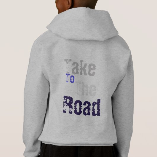 Blue "Take to Road" Grafische Hoodie (Rückseite)