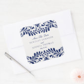Blue Talaver Tile Spanish Fiesta Wedding Envelope Quadratischer Aufkleber (Umschlag)