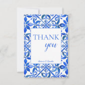 Blue Talavera Fliesen Vintag mexikanische Hochzeit Dankeskarte (Vorderseite)