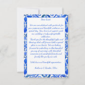 Blue Talavera Fliesen Vintag mexikanische Hochzeit Dankeskarte (Rückseite)