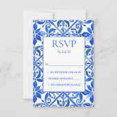 Blue Talavera Fliesen Vintag mexikanische Hochzeit RSVP Karte (Vorderseite)
