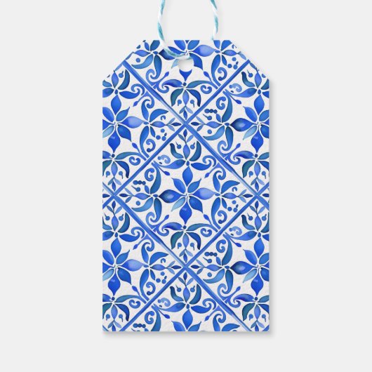 Blue Talavera Gastgeschenk Hochzeit Geschenkanhänger (Rückseite)