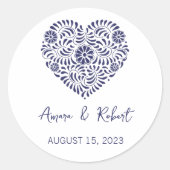 Blue Talavera Heart Runder Aufkleber (Vorderseite)