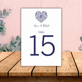 Blue Talavera Heart Tischnummer