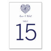 Blue Talavera Heart Tischnummer (Vorderseite)