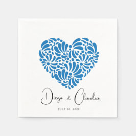Blue Talavera Heart Wedding Napkins Serviette