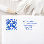 Blue Talavera Hochzeit<br><div class="desc">Blue Azulejo Talavera Spanisch mexikanische Fliesen elegante Hochzeitsstipps Rücksendeadressen-Aufkleber ,  blaue und weiße Talavera Fliesen Rücksendeadressen-Aufkleber, </div>