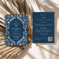 Blue Talavera Mexican QR Code Hochzeitseinladung
