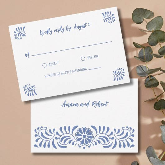 BLUE TALAVERA MEXICAN RSVP CARD