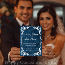 Blue Talavera Mexican Spanish Wedding Invitation Einladung