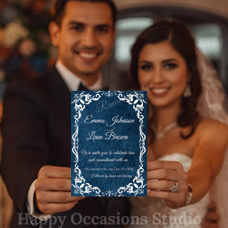 Blue Talavera Mexican Spanish Wedding Invitation Einladung